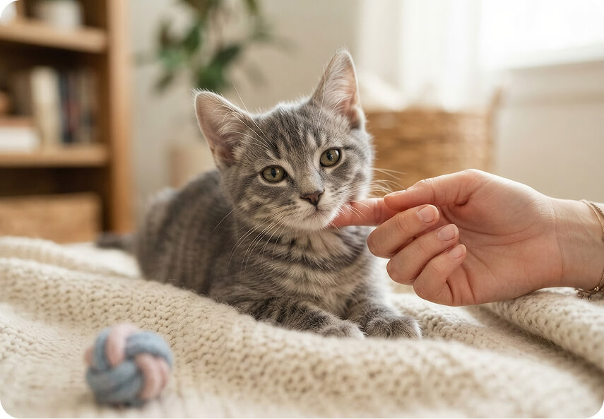 Petting a kitty